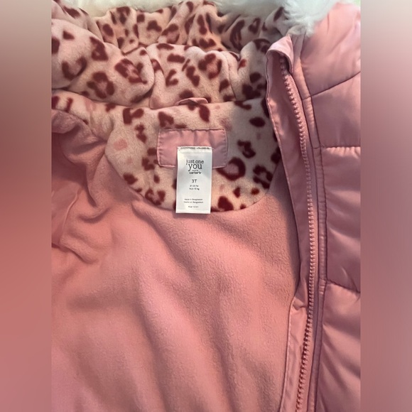 Carter’s Toddler Girls 3T Pink Cat Snow/Ski Suit 2-Piece Jacket/Bib Combo w Hat! - Picture 5 of 11